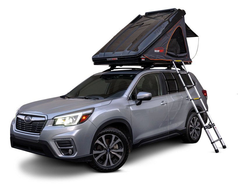 Roofnest Sparrow Eye RTT on Subaru for camping